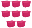 Fuchsia Burst Sterilite 18 Gallon Tote Box Plastic Set of 8 facilitate transport