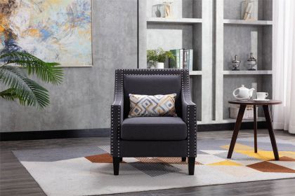 accent armchair living room chair with nailheads and solid wood legs Charcoal linen