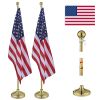 6FT Golden Telescoping Al Flag Pole With US Flag & Ball/2pcs