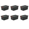 15 Gallon Industrial Tote Plastic; Black; Set of 6