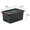 15 Gallon Industrial Tote Plastic; Black; Set of 6