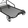 Twin Size Metal Car Bed with Four Wheels, Guardrails and X-Shaped Frame Shelf, Black(Old SKU: MF297599AAB)