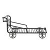 Twin Size Metal Car Bed with Four Wheels, Guardrails and X-Shaped Frame Shelf, Black(Old SKU: MF297599AAB)