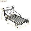 Twin Size Metal Car Bed with Four Wheels, Guardrails and X-Shaped Frame Shelf, Black(Old SKU: MF297599AAB)
