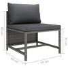 4-Seater Patio Sofa with Cushions Gray Poly Rattan