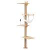 Wall-Mounted Cat Scratching Pad for Small to Large Cat, Indoor Wood Cat Tree with Hammock, Cat Scratcher Perch