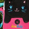 [Black Cat] Embroidered Applique Swingpack Bag Purse / Wallet Bag / Camera Bag (3.9*5.1*1.2)