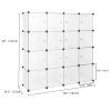 Modular Closet Organizer Plastic Cabinet 16 Cube Wardrobe Cubby Shelving Storage Cubes Drawer Unit DIY Bookcase Closet System Cabinet with Doors White