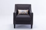 accent armchair living room chair with nailheads and solid wood legs Charcoal linen