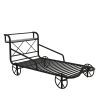 Twin Size Metal Car Bed with Four Wheels, Guardrails and X-Shaped Frame Shelf, Black(Old SKU: MF297599AAB)