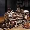 Robotime ROKR 3D Wooden Puzzle Train Model Clockwork Gear Drive Locomotive Assembly Model Building Kit Toys for Children LK701