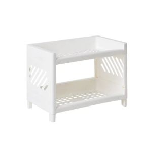 1pc Double Layer Finishing Rack College Student Dormitory Small Shelf Desktop Stationery Mini Storage Storage Rack Divider (Color: White)