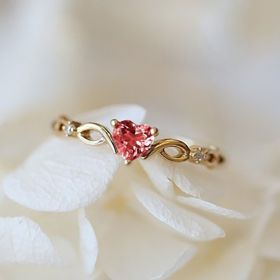 Anniversary Engagement Ring Love Heart Shape Synthetic Gemstones Gorgeous Ring Wedding Ring For Women Valentine's Day Gift (Color: Gold&red)