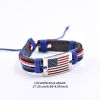 Flag Shape Pattern Braided Bracelet With PU Leather Chain Independence Day Presidents Day Decoration
