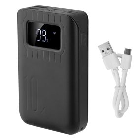 10000mAh Portable Power Bank External Battery Pack Charger Dual USB Charge Ports with LCD Display Flashlight Type C Micro USB Lightning Input Ports (Color: BLACK)