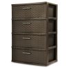 4 Drawer Wide Weave Tower Decoration Storage Cabinet