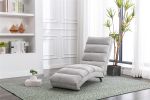 Linen Chaise Lounge Indoor Chair; Modern Long Lounger for Office or Living Room