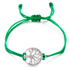 Hand-woven Red Rope Tree of Life Bracelet (Color: Grass green)