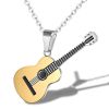 Music Guitar Pendant Men's and Women's Titanium Steel Necklace