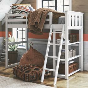 Kane Twin Loft Bed, White (Color: Gray)