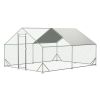 Outdoor Large Metal Chicken Run Coop with 1 piece of Waterproof Cover, Garden Backyard Walk-in Hen Cage Poultry Pet Hutch for Farm Use