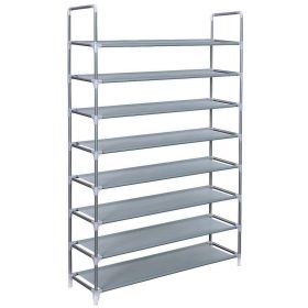 100cm Ultra Large Capacity 8 Layers Non-woven Fabrics & Steel Shoe Rack (Color: Gray)