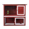 Wooden Rabbit Hutch with Pull Out Tray, Weatherproof 2-Tier Bunny Run Cage, Outdoor Animal Enclosure for Multiple Pets