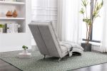 Linen Chaise Lounge Indoor Chair; Modern Long Lounger for Office or Living Room