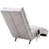 Linen Chaise Lounge Indoor Chair; Modern Long Lounger for Office or Living Room
