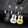 Music Guitar Pendant Men's and Women's Titanium Steel Necklace