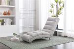 Linen Chaise Lounge Indoor Chair; Modern Long Lounger for Office or Living Room