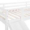 Twin size Loft Bed Wood Bed with Slide, Stair and Chalkboard