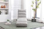 Linen Chaise Lounge Indoor Chair; Modern Long Lounger for Office or Living Room