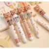 10-color Cartoon Ballpoint Pen Bear Press Color Pen Student Stationery Marker Pen Holiday Small Gift