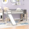 Twin size Loft Bed Wood Bed with Slide, Stair and Chalkboard