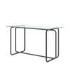 5-piece Rectangle Dining Table Set with Metal Frame; Tempered Glass Dining Table for Kitchen Room; Black