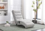Linen Chaise Lounge Indoor Chair; Modern Long Lounger for Office or Living Room