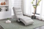 Linen Chaise Lounge Indoor Chair; Modern Long Lounger for Office or Living Room