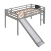 Twin size Loft Bed Wood Bed with Slide, Stair and Chalkboard
